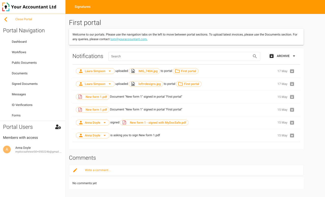 #2. MyDocSafe: Client Portal Software for Accountants