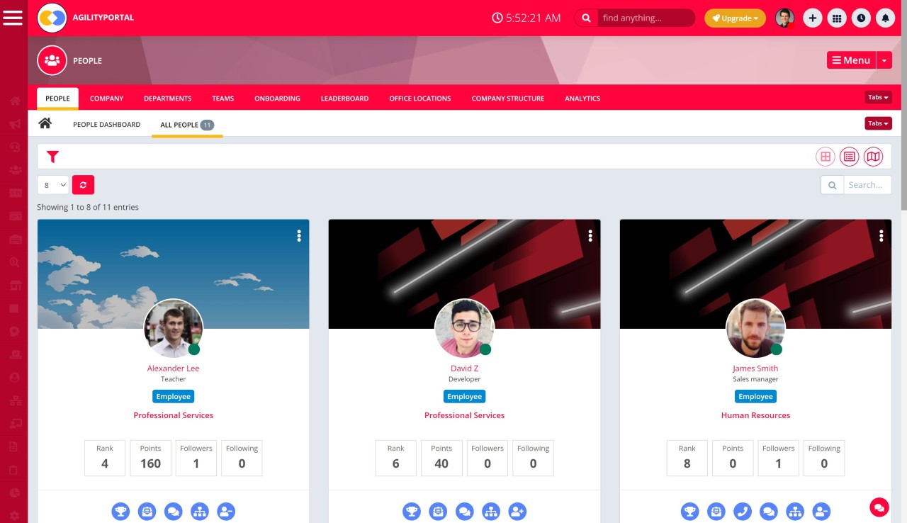 Use of employee directory