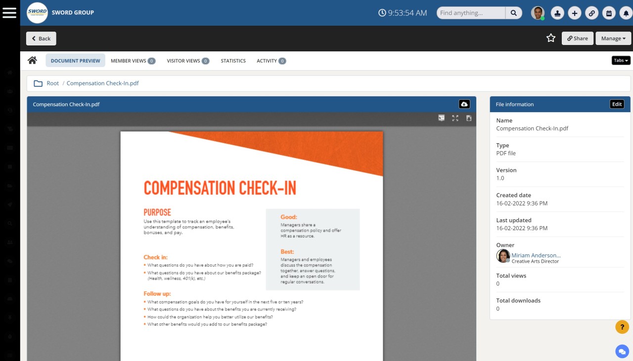 Intranet Document Management System
