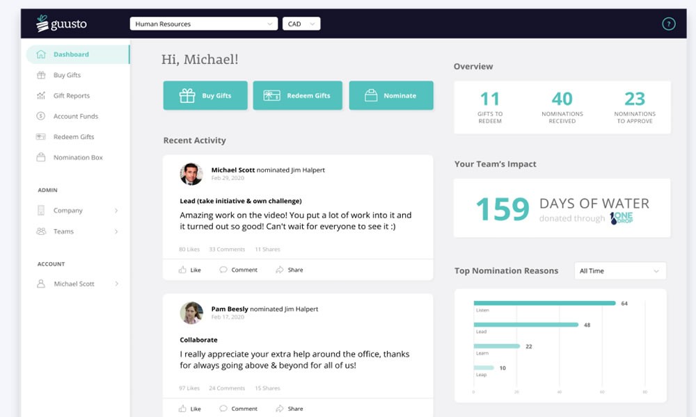 Guusto employee recognition