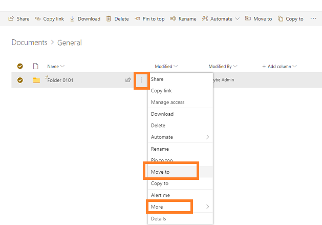 Moving Folders In Teams
