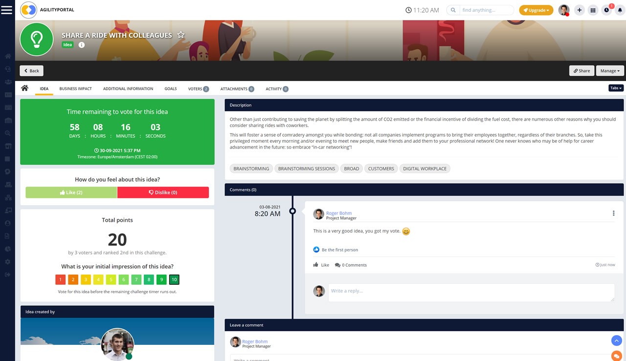 b2ap3_large_AgilityPortal-Ideation-hub Microsoft Viva review - pros, cons, and alternatives - Insight Blog