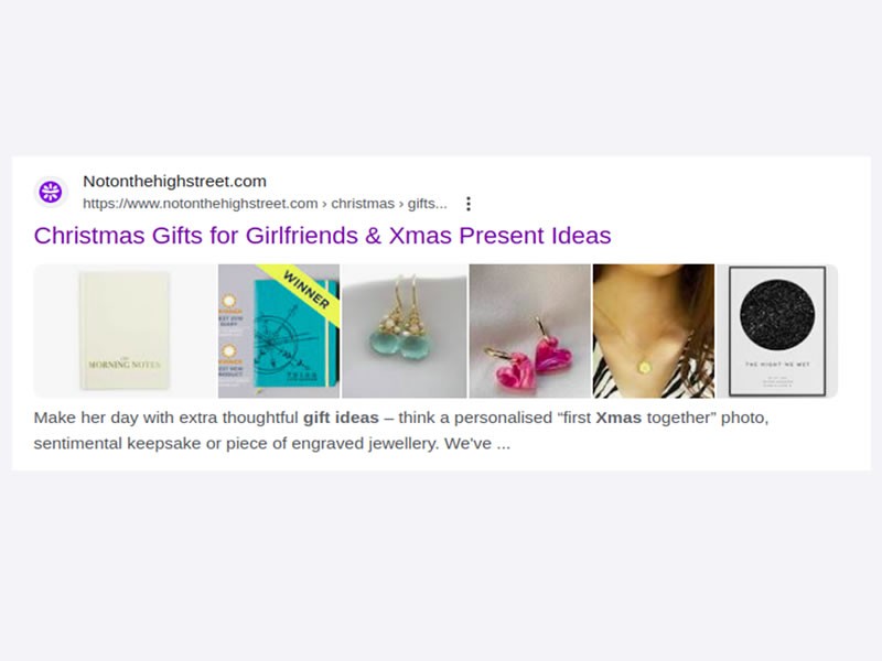 Holiday landing page as it appears in SERP.