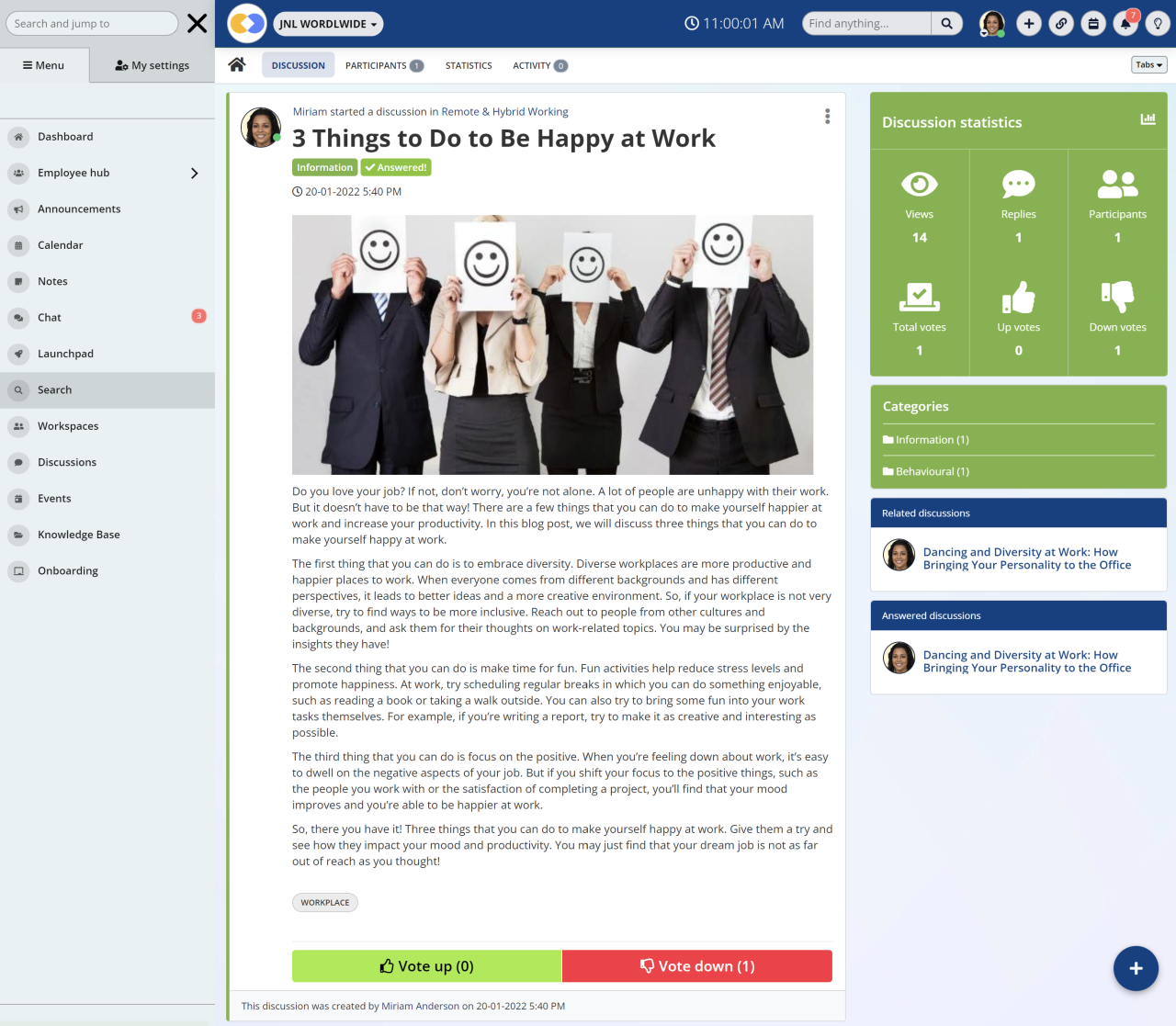 Provide a Space For Internal Communications: Discussions