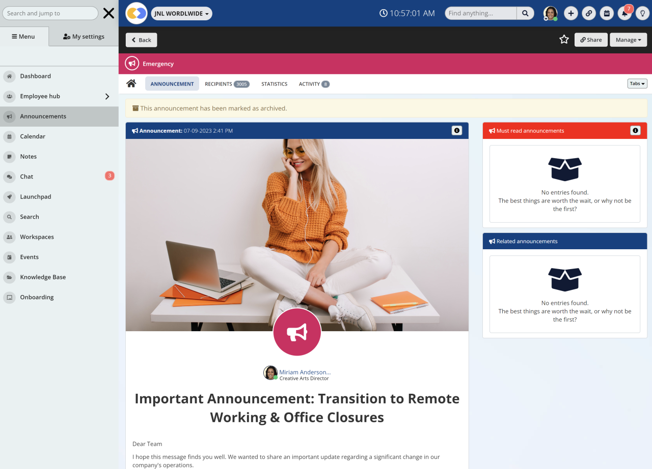 Unlocking Communication During Change: Announcement